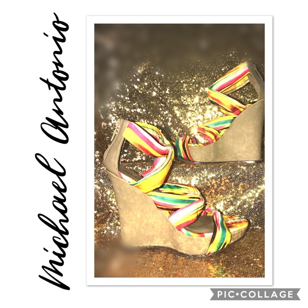 MICHAEL ANTONIO Multi Color Wedged Heels Sz 6.5